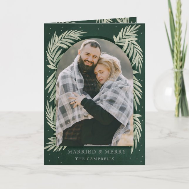 Grönt Silver Merry Arch Botanical Photo Helgkort (Framsida)