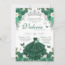 Grönt Silver Ro Elegant Princess Quinceanera Inbjudningar