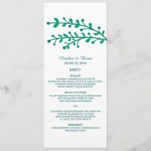 Grönt Simple Foliage Bröllop Menu