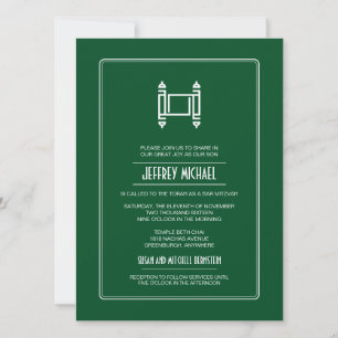Grönt Simple Torah Pub Mitzvah Inbjudningar