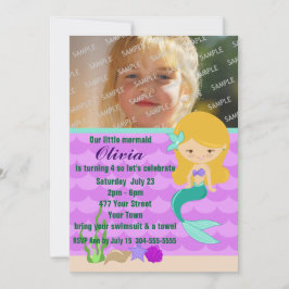 Grönt Sjöjungfru Bassäng Party Inbjudningar