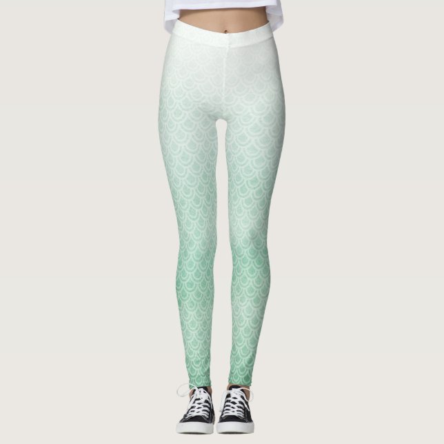 Grönt Sjöjungfru Scaly Ben Leggings (Framsida)
