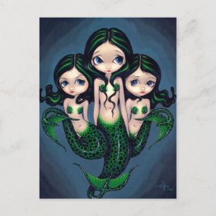 "Grönt Sjöjungfru Triplets" vykort