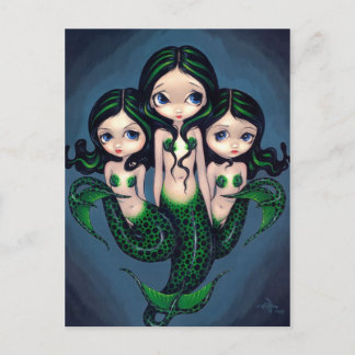 "Grönt Sjöjungfru Triplets" vykort