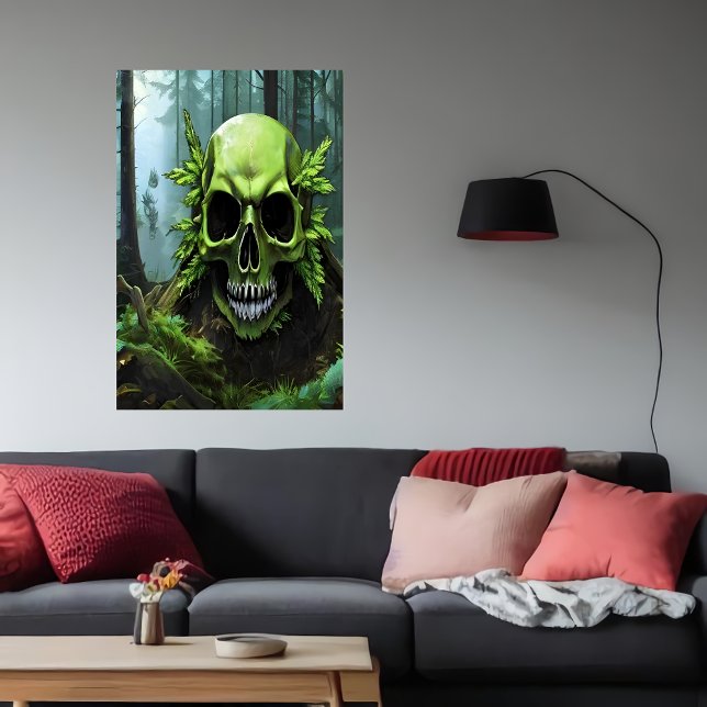 Grönt skalle i skogen | AI Art Poster (Skapare uppladdad)