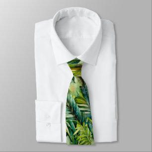 Grönt & skalvattensfärg Tropical Handflatan Löv Slips