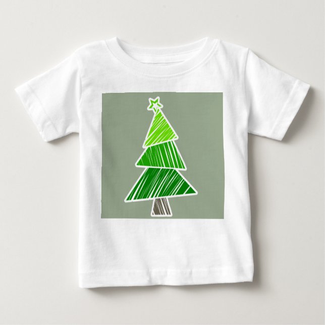 Grönt Sketchy Julgran Infant T-shirt (Framsida)