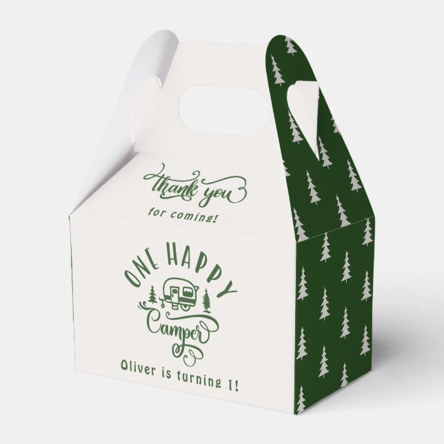 Grönt Skog En lycklig-kamper 1:a födelsedag Presentaskar (Framsidan Sidan)