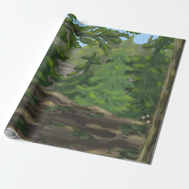 Grönt Skogen Presentpapper (Utrullad)
