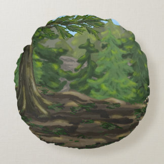 Grönt Skogen Rund Kudde