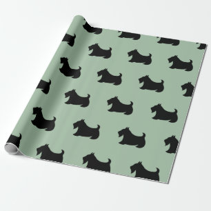 Grönt skotsk terrier-inpackningspapper presentpapper