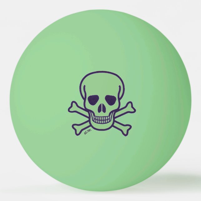 Grönt Skull 1-stjärnig grönt Glow ping Pong boll (Framsidan)