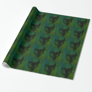Grönt Skull Fantasy Art Heavy Metall Sten Presentpapper