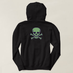 Grönt Skull manar Black hoodie back