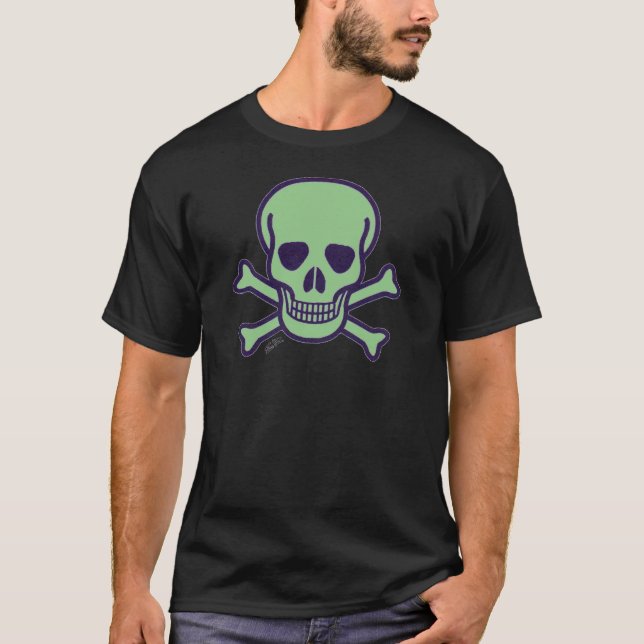 Grönt Skull manar svart T-shirt (Framsida)