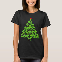 Grönt Skull och Bones Julgran Tee Shirt