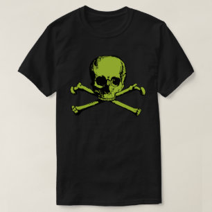 Grönt Skull och korsben T Shirt