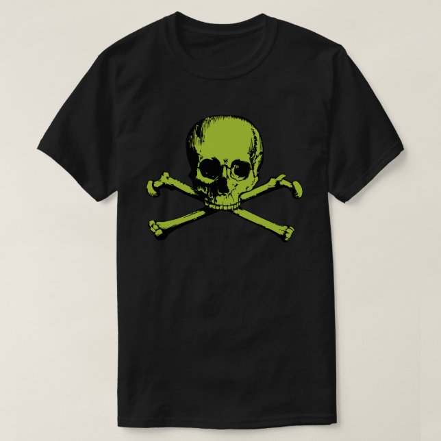 Grönt Skull och korsben T Shirt (Design framsida)