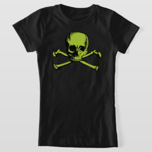 Grönt Skull och korsben T-Shirt