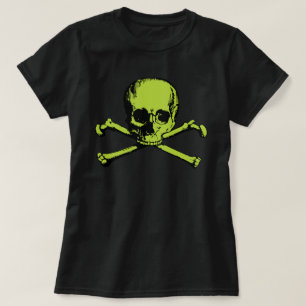 Grönt Skull och korsben T-Shirt