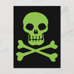 Grönt Skull och korsben Vykort