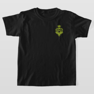 Grönt Skull och kort Kostym Vapensköld T-Shirt