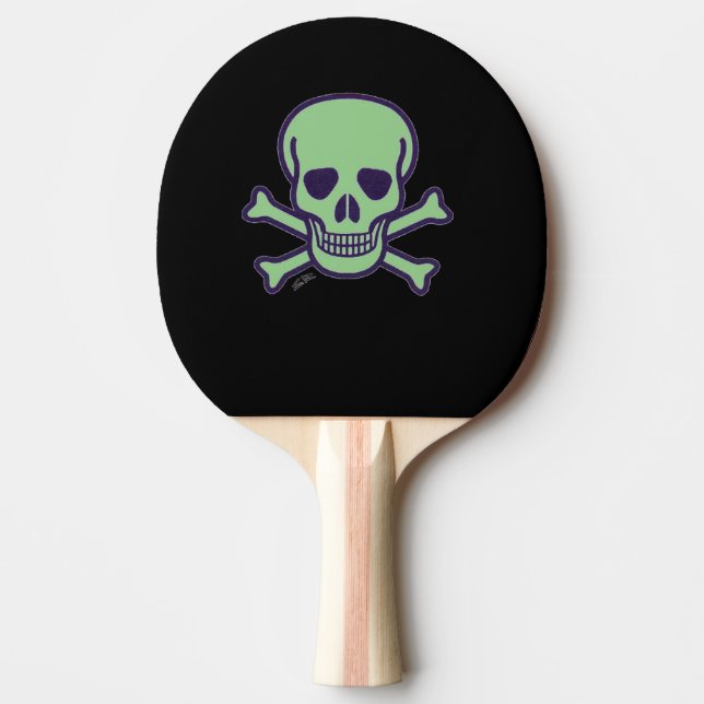 Grönt Skull Svart Skullpingpongpaddel Pingisracket (Framsidan)