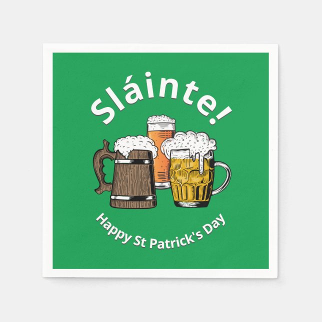 Grönt Sláinte Beer St patricks day Papper Pappersservett (Framsidan)