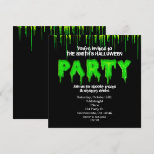 Grönt slem kul Halloween-fest-inbjudningar Inbjudningar