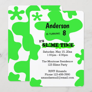 Grönt Slime Birthday Inbjudningar