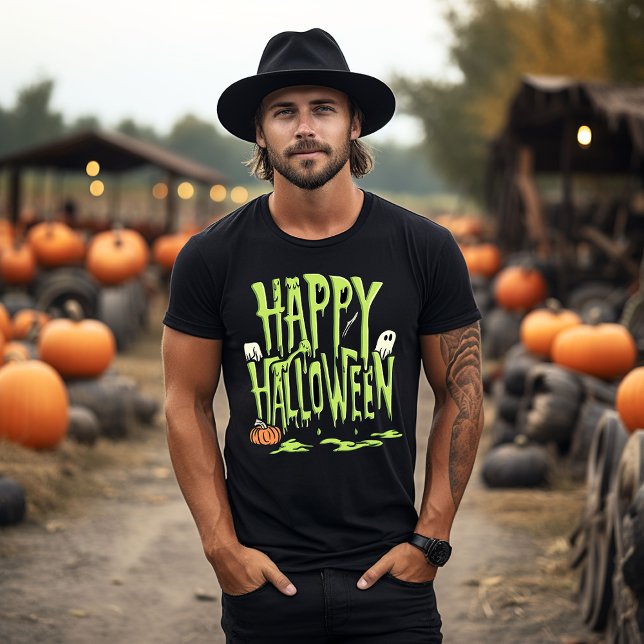 Grönt Slime Happy halloween T Shirt (Skapare uppladdad)