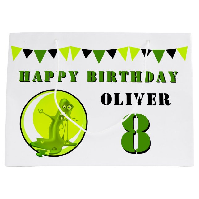 Grönt Slime Monster Funny Kid's Birthday (Framsidan)