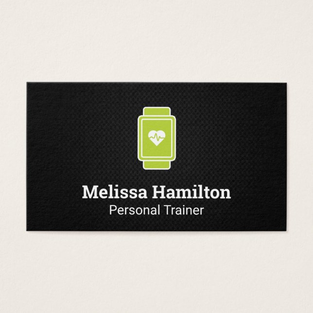 Grönt Smart Watch | Hjärtfrekvensskärm | Mesh Visitkort (Framsidan)