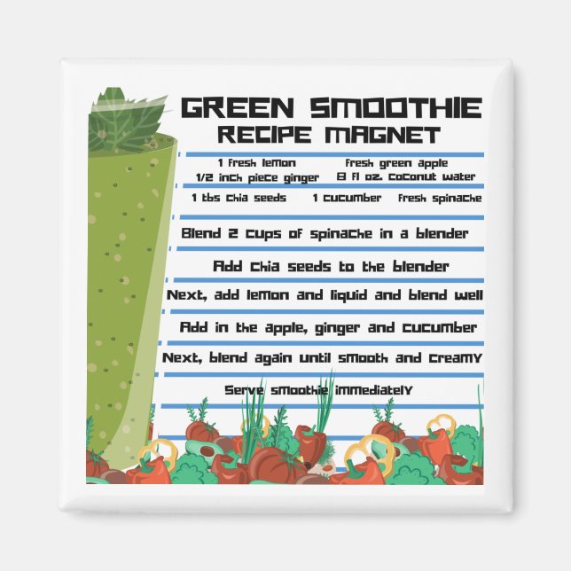 Grönt Smoothie Recipe Kylare Magnet  (Framsidan)