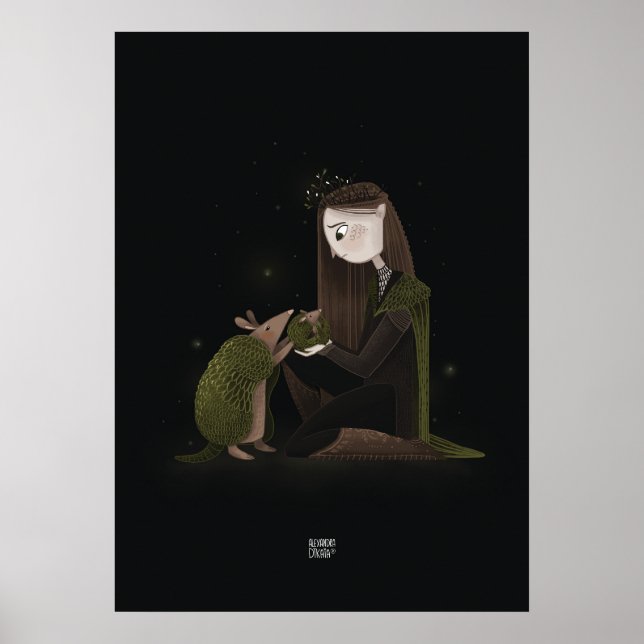 GRÖNT SNÄCKA ARMADILLO av Alexandra Dikaia Poster (Framsidan)