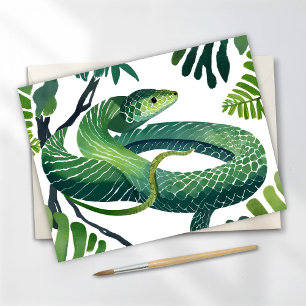 Grönt Snake   År för ormvattenfärgen Vykort