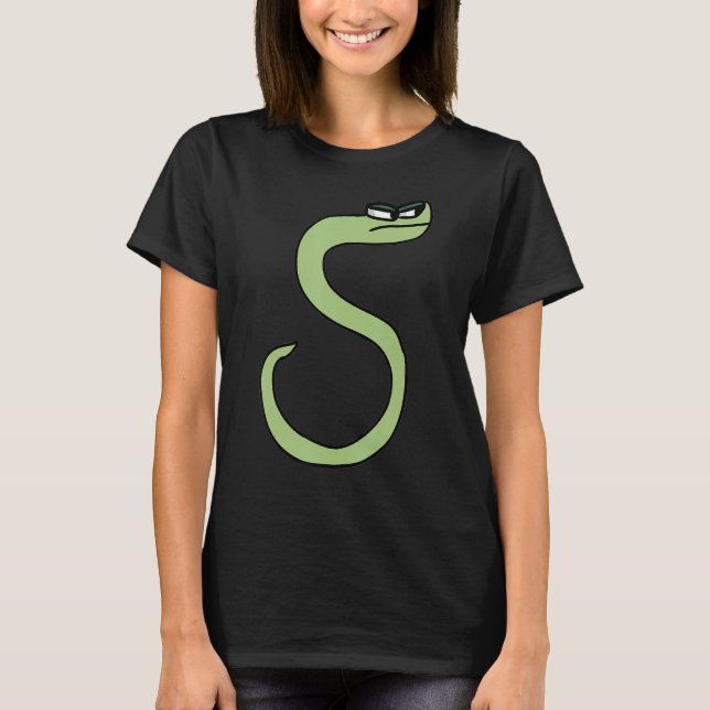 Grönt Snake Brev S Alphabet Lore T Shirt (Framsida)