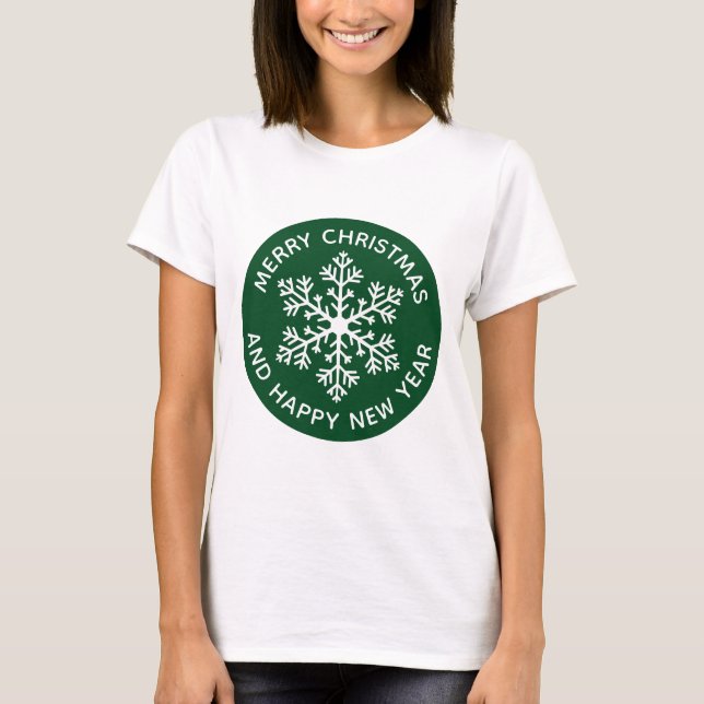 Grönt Snöflake Festive T-Shirt (Framsida)