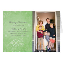 Grönt Snöflake Swirls-Helgdag-fotokort Hälsningskort