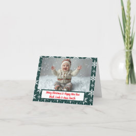 Grönt Snöflingor julfotoport Helgkort