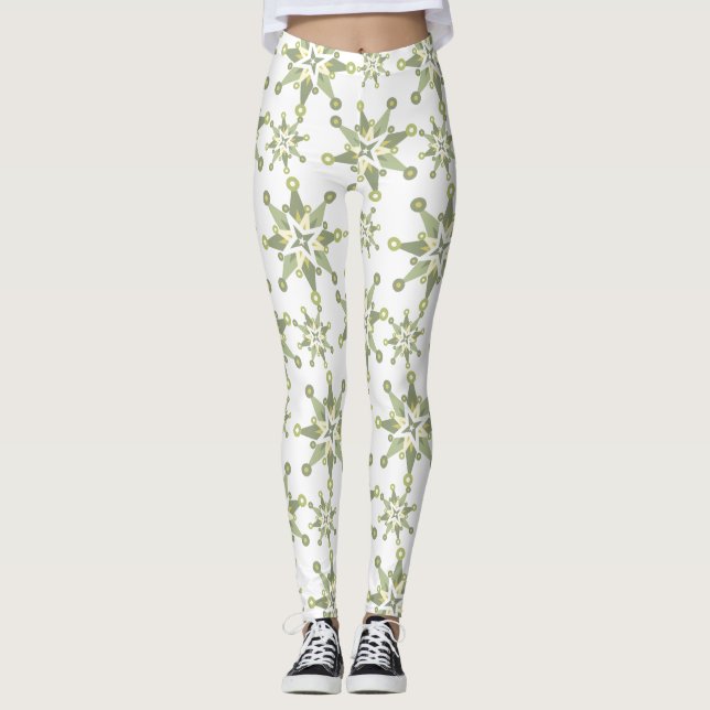 Grönt snöflingor leggings (Framsida)