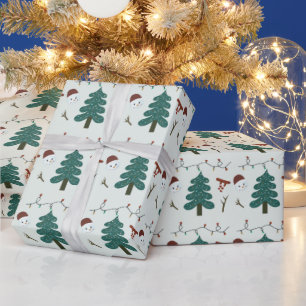 Grönt Snögubbar och Julgranar jul Presentpapper