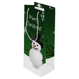 Grönt Snögubbe Winter Scene jul jul Vin Gift Bag