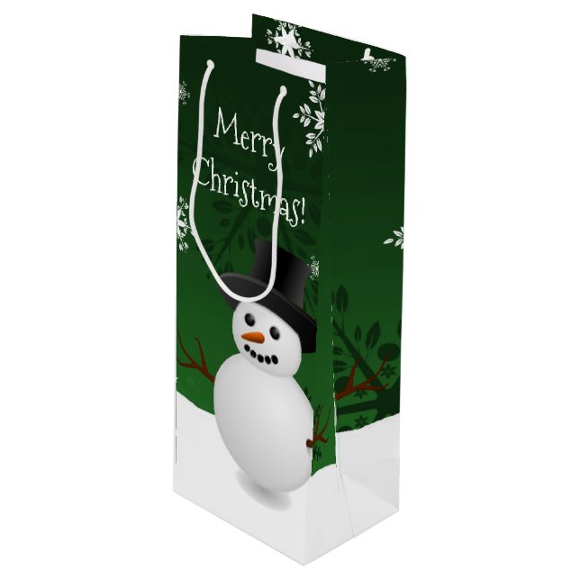 Grönt Snögubbe Winter Scene jul jul Vin Gift Bag (Framsidan Vinklad)