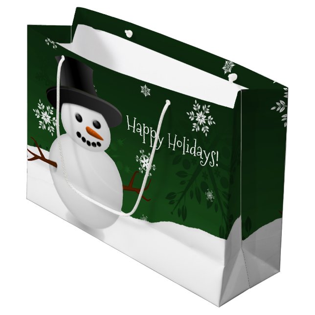 Grönt Snögubbe Winter Scenery jul Gift Bag (Framsidan Vinklad)