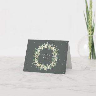 Grönt Snowberry+Eucalyptus Bröllop Anmärkning om u Tack Kort