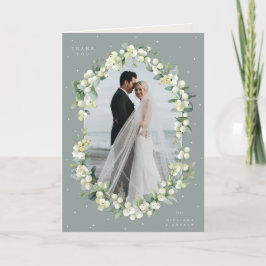 Grönt Snowberry+Eucalyptus Bröllop foto Folkad Tack Kort