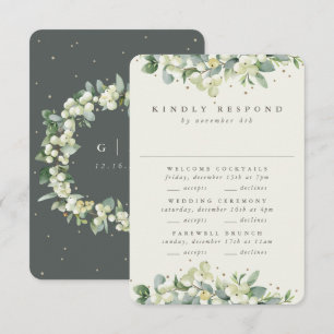 Grönt Snowberry+Eucalyptus Bröllop Multi-Event OSA Kort