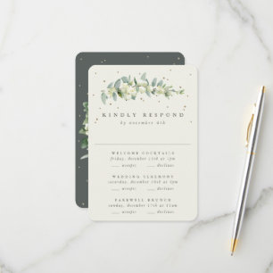 Grönt Snowberry+Eucalyptus Bröllop Multi-Event OSA Kort