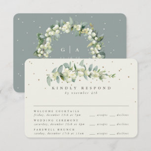 Grönt Snowberry+Eucalyptus Bröllop Multi-Event OSA Kort